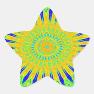 African Motif Design in Green and Gold Art Print Star Sticker