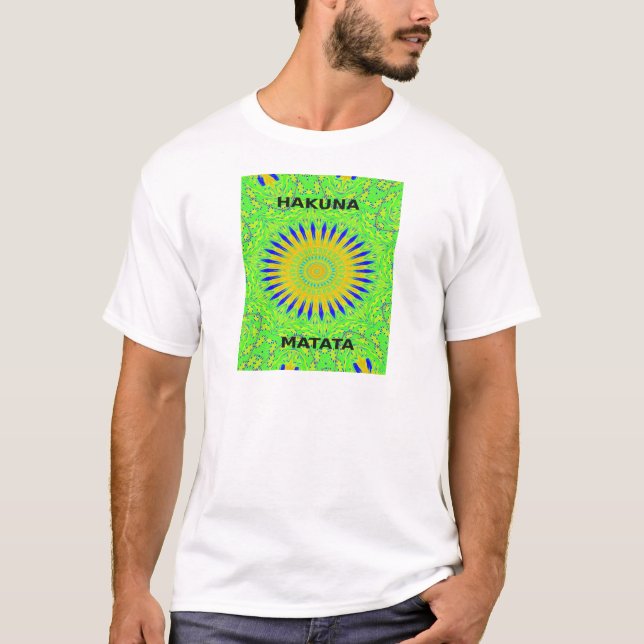 African Motif Design in Green and Gold Art Print T-Shirt (Front)