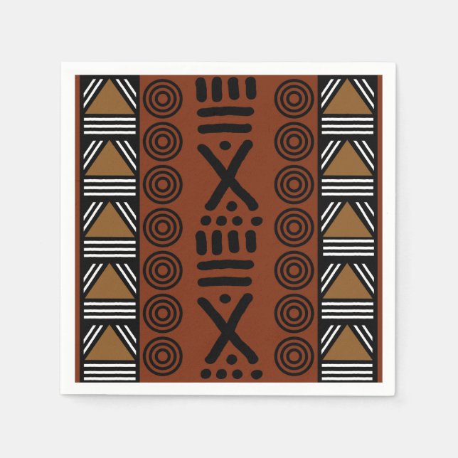 African Mud Cloth Bogolan Designer Paper Napkins (Front)