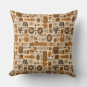 African Mud Cloth Ethnic tribal pattern 1 Throw Pillow