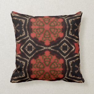 African Mud Cloth Inspired Pattern Throw Pillow