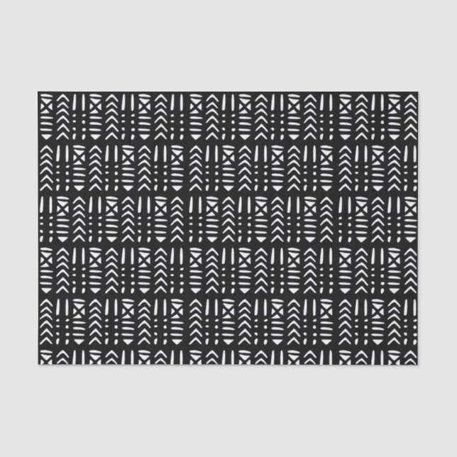 African Mud Cloth MC3 White on Black Tissue Paper (Front)