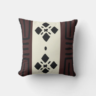 African Mudcloth Bogolan Design Throw Pillow