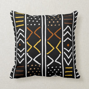 African Mudcloth Bogolan Fabric Design Throw Pillo Pillow