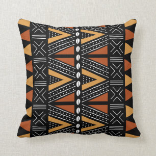 African Mudcloth Bogolan Fabric Design Throw Pillo Pillow