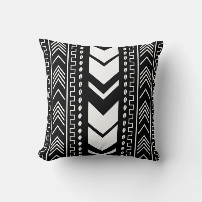 African Mudcloth Bogolan Fabric Design Throw Pillo Pillow (Front)