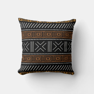 African Mudcloth Bogolan Fabric Design Throw Pillo Pillow