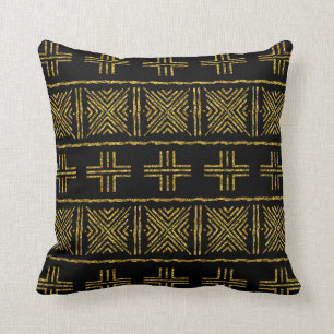African Mudcloth Bogolan Fabric Design Throw Pillo Pillow