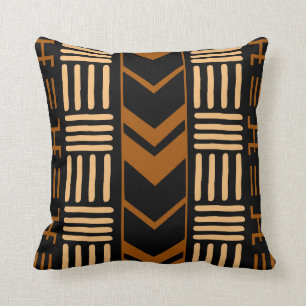 African Mudcloth Bogolan Fabric Design Throw Pillo Throw Pillow
