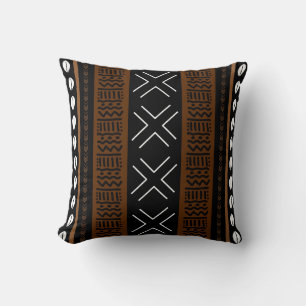African Mudcloth Bogolan Fabric Design Throw Pillo Throw Pillow