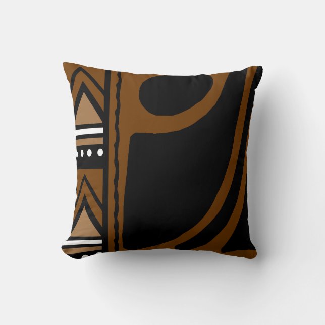 African Mudcloth Bogolan Fabric Design Throw Pillo Throw Pillow (Front)