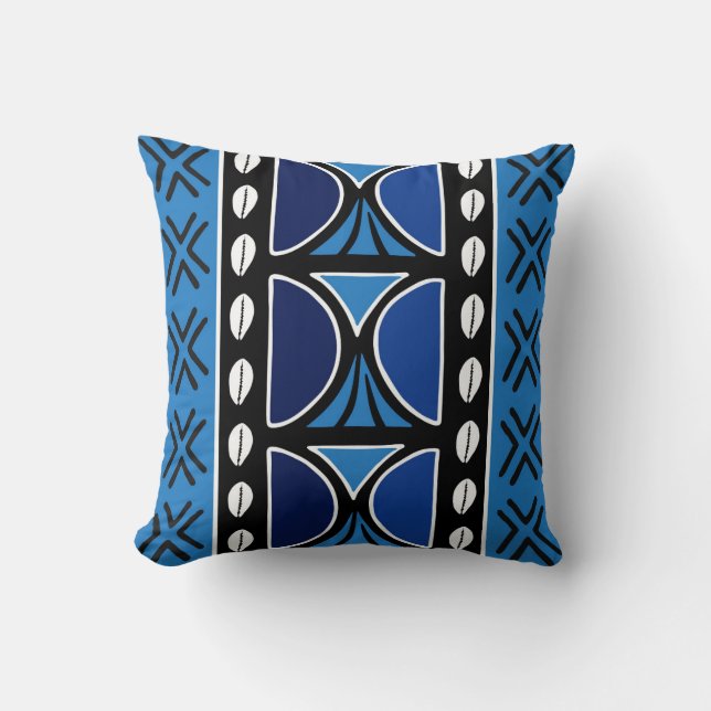 African Mudcloth Bogolan Fabric Design Throw Pillo Throw Pillow (Front)