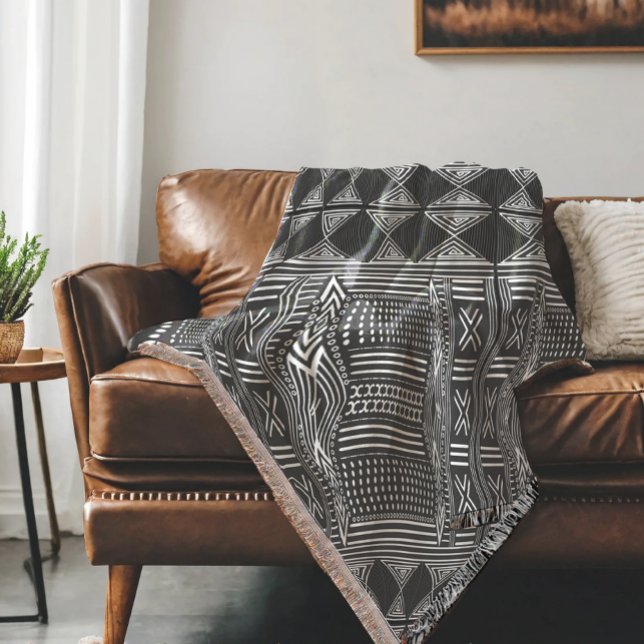 African Mudcloth Inspired Geometric Pattern   Throw Blanket (Creator Uploaded)
