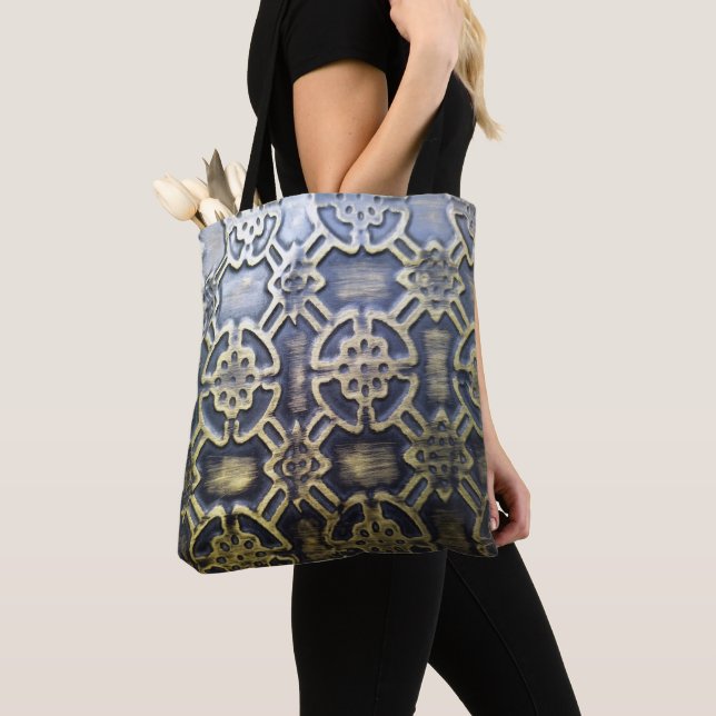 african mudcloth pattern tote bag (Close Up)
