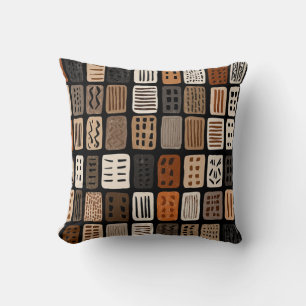 African mudcloth textile designs in a grid throw pillow