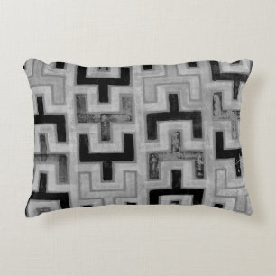 African Mudcloth Textile with Geometric Patterns Accent Pillow