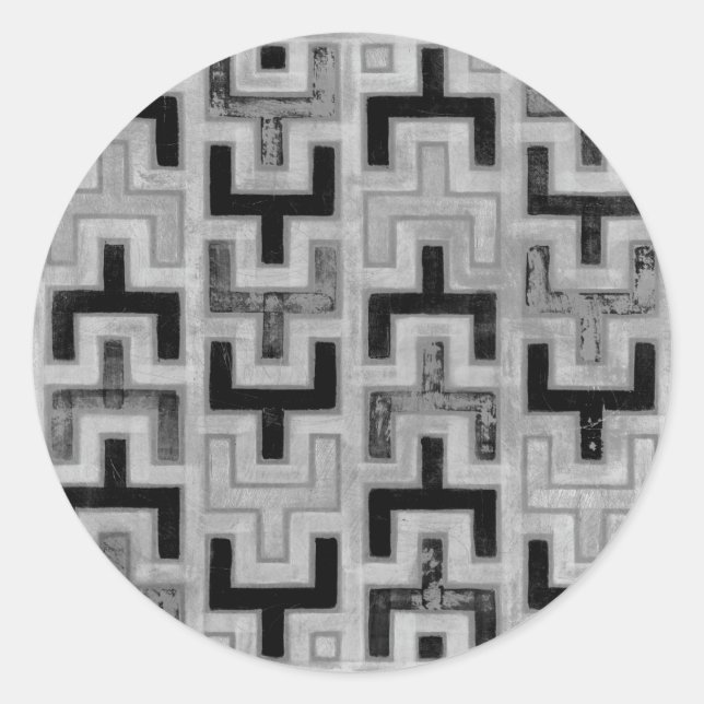 African Mudcloth Textile with Geometric Patterns Classic Round Sticker (Front)