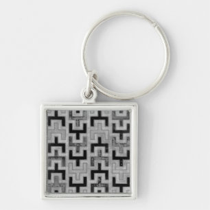 African Mudcloth Textile with Geometric Patterns Keychain