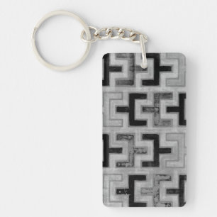 African Mudcloth Textile with Geometric Patterns Keychain