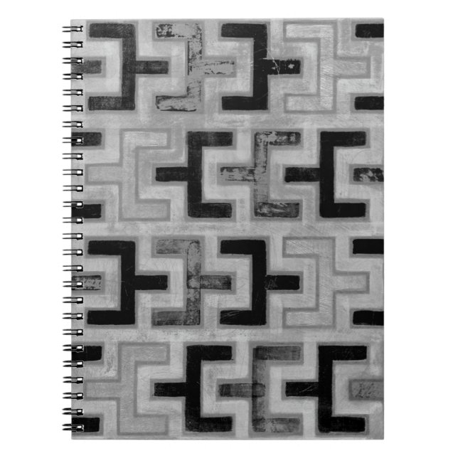 African Mudcloth Textile with Geometric Patterns Notebook (Front)