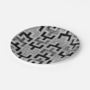 African Mudcloth Textile with Geometric Patterns Paper Plate