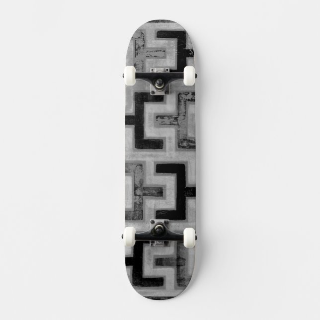 African Mudcloth Textile with Geometric Patterns Skateboard (Front)