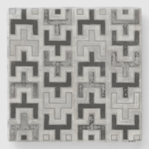 African Mudcloth Textile with Geometric Patterns Stone Coaster