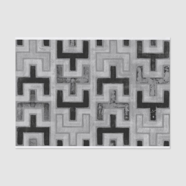 African Mudcloth Textile with Geometric Patterns Tissue Paper (Front)