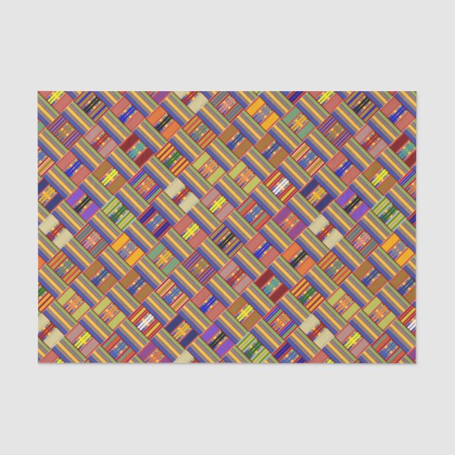 African Multi-Colour Stained Glass Kente K45 Angle Tissue Paper (Front)