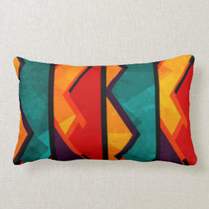 African Multi Coloured Pattern Print Design Lumbar Pillow