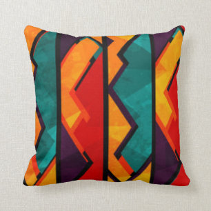 African Multi Coloured Pattern Print Design Throw Pillow