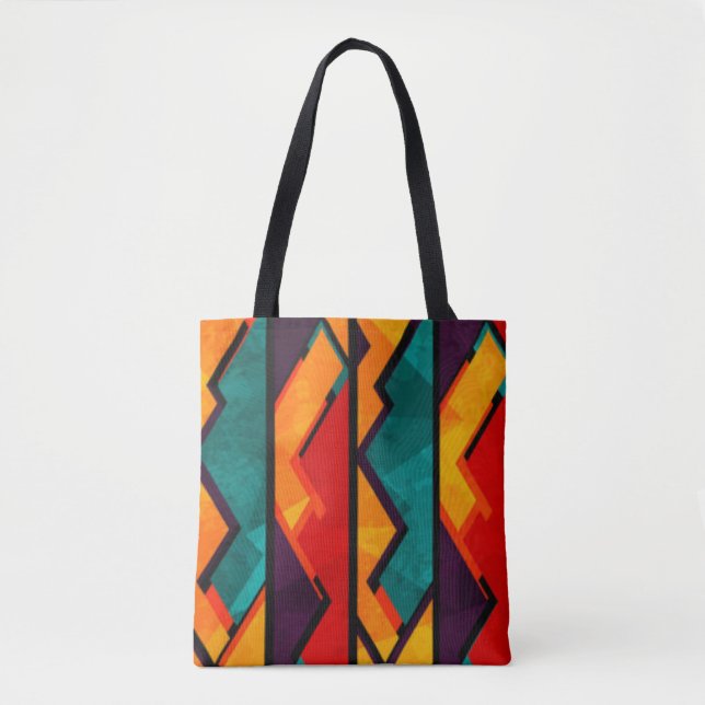 African Multi Coloured Pattern Print Design Tote Bag (Front)