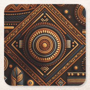 African native traditional pattern. Ethnic Africa Square Paper Coaster