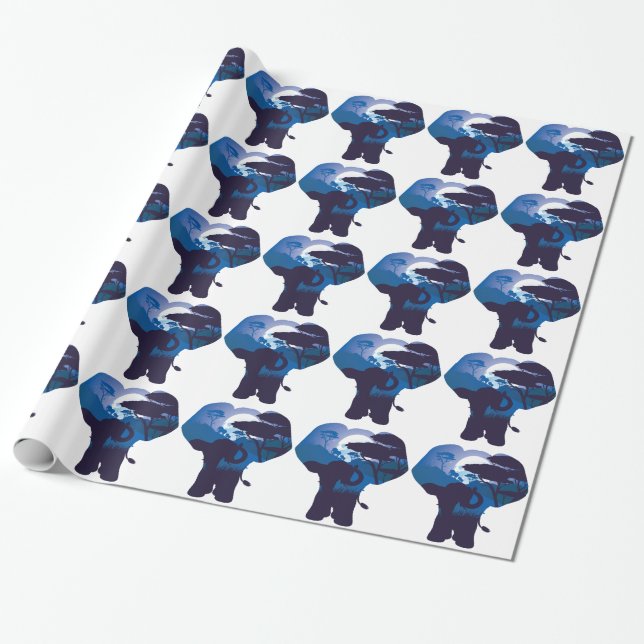 African Night with Elephant 4 Wrapping Paper (Unrolled)