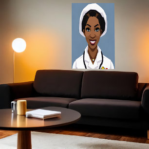 African Nurse   AI Art  Poster
