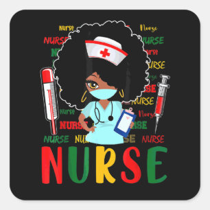 African Nurse Black History Month Pride Black Wome Square Sticker