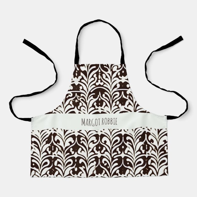 African Ornament Black White Pattern Apron (Front)
