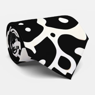 African Ornament Wave Black White Pattern Tie