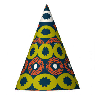 African Oval Shapes: Colourful Seamless. Party Hat