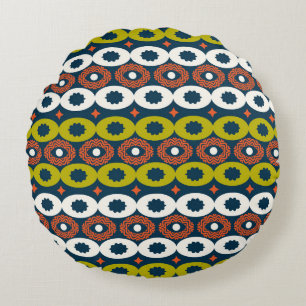 African Oval Shapes: Colourful Seamless. Round Pillow