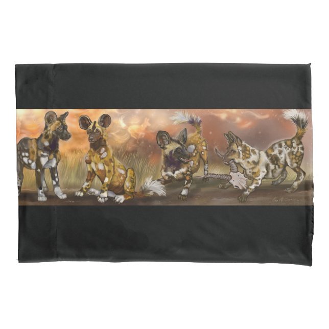 African Painted Puppies Pillowcase (Front)