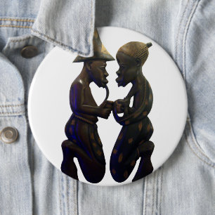 African Paired Hearts: A Lovely Beautiful Moment 6 Inch Round Button