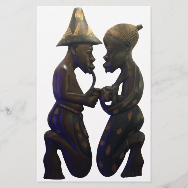 African Paired Hearts: A Lovely Beautiful Moment Stationery (Front)