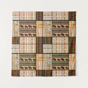 African Patchwork Elephants: Ornamental Texture Tapestry