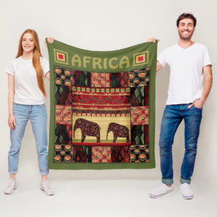 African patchwork fleece blanket