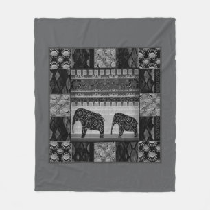 African patchwork fleece blanket