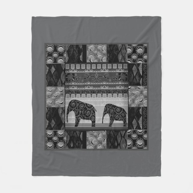 African patchwork fleece blanket (Front)