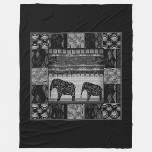 African patchwork fleece blanket
