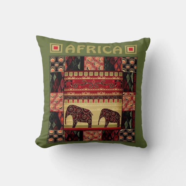 African patchwork  throw pillow (Front)
