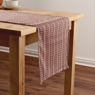 african pattern, geometric, pattern,brown, modern  short table runner